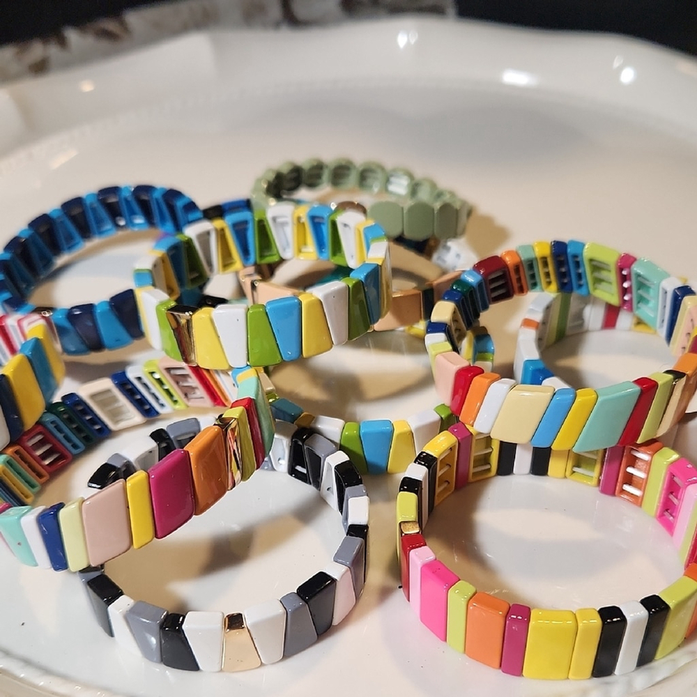 Colorful Tile Lego Stretch Bracelets